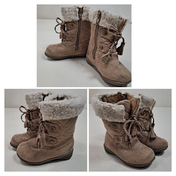 Baby Girl/ Cherokee Toddler Size 5 Boots Brown Mid Calf Lace Up - Picture 2 of 8